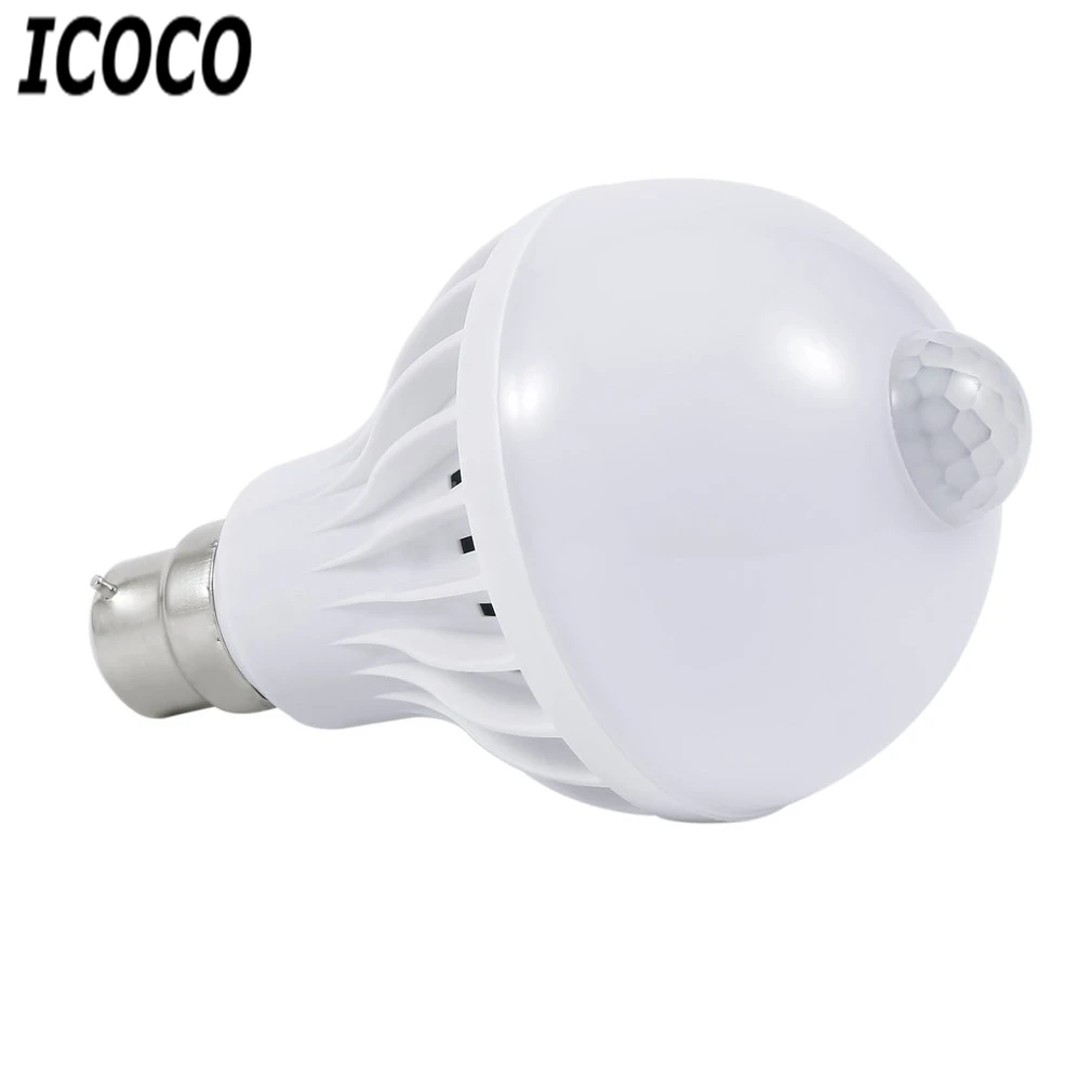 ICOCO E27/B22 LED PIR датчик движения лампа 5 Вт/7 Вт/9 Вт Супер яркость инфракрасный