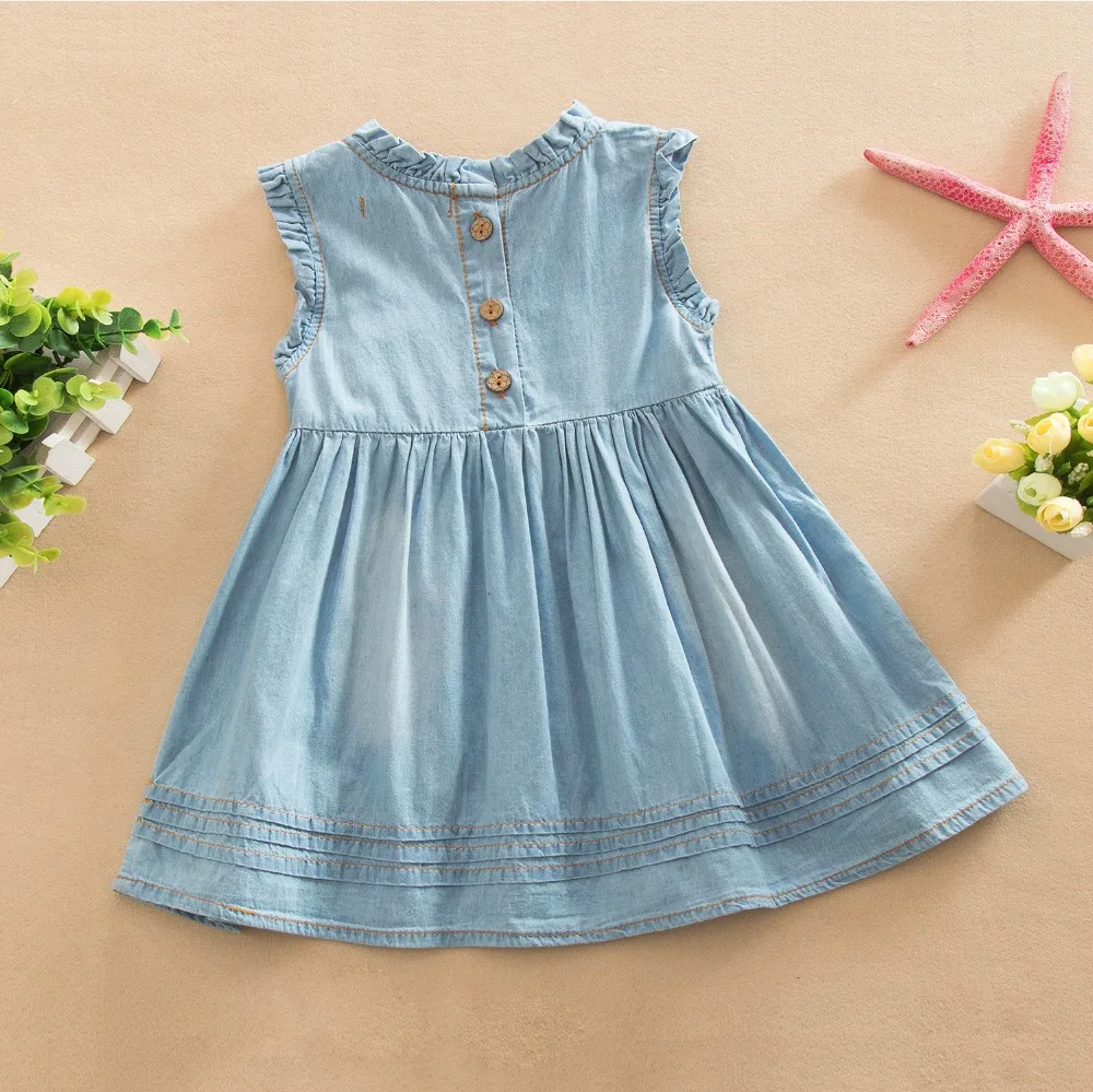 Girls Denim Dress 2021 Princess Embroidered Sleeveless High Quality Casual Comfortable Brand Children's Clothing | Детская одежда и