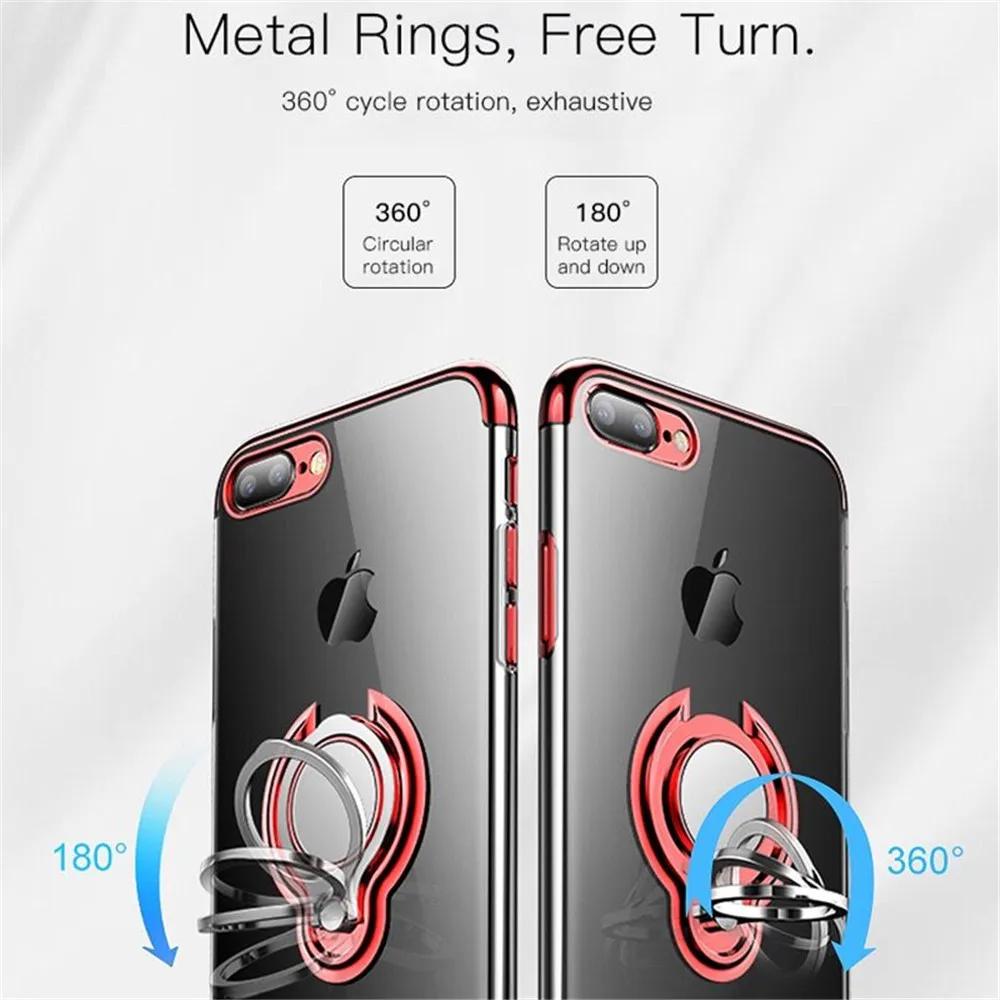 Для samsung S8 S9 плюс чехол Роскошный TPU + металлическое кольцо держатель