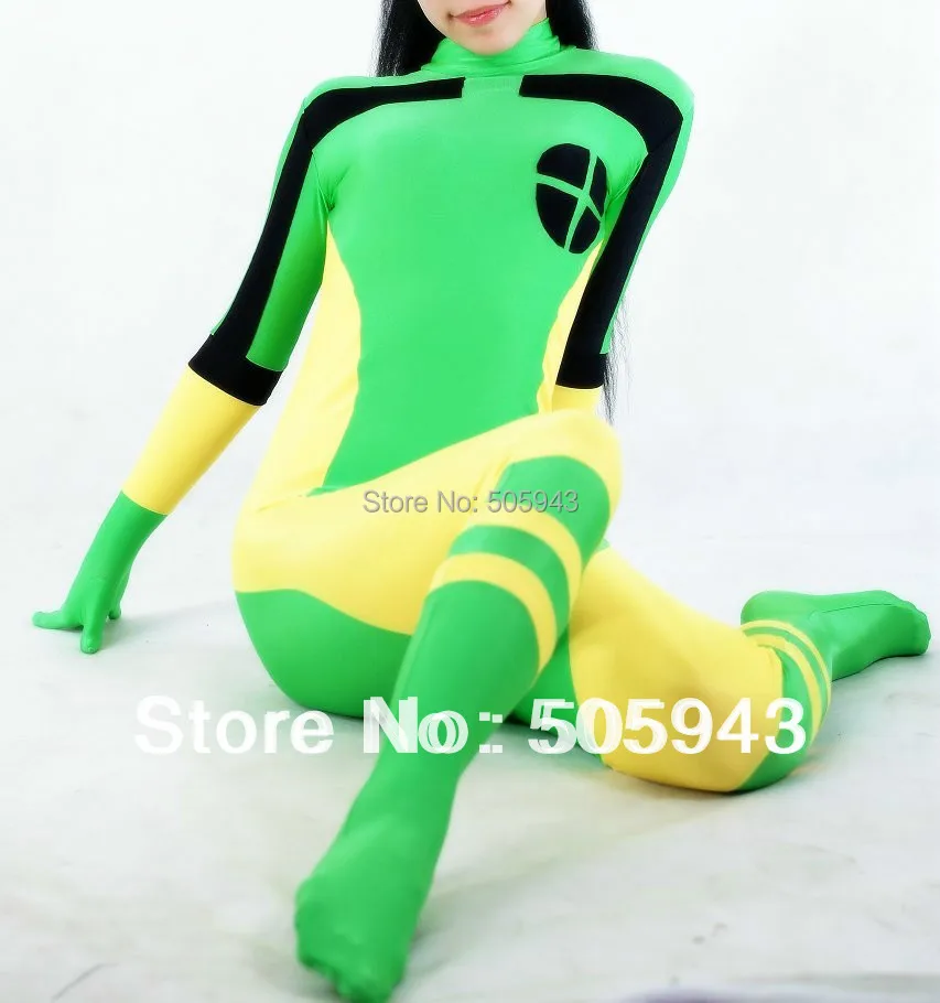 Бесплатная доставка DHL Взрослый X Men Rogue Косплей Костюм YKK молния лайкра спандекс