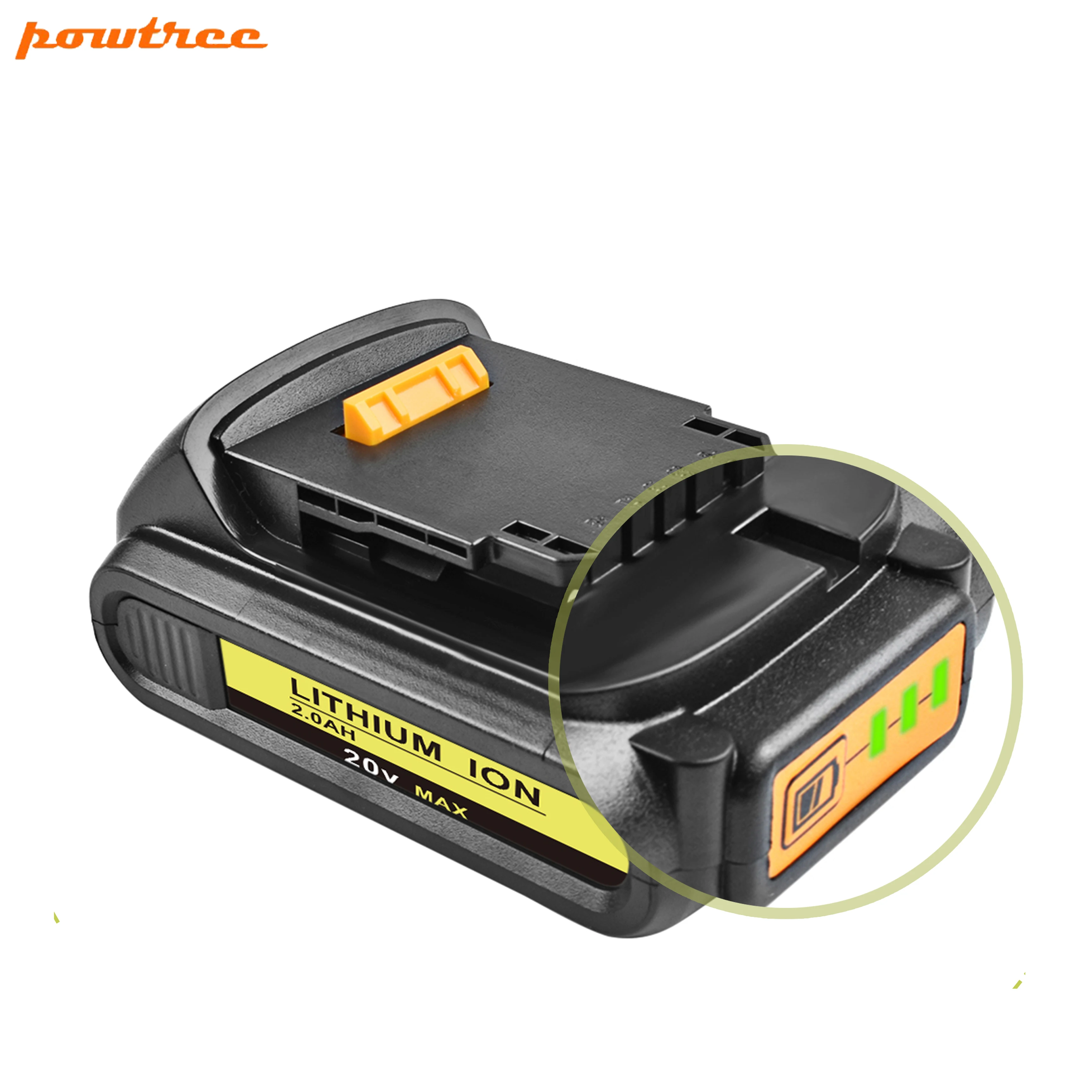 Powtree 20 в 2 0 Ач для DeWalt DCB200 MAX Сменный аккумулятор электроинструментов DCB181 DCB182 DCB204