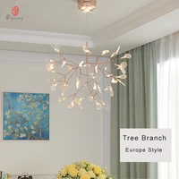 dynasty europe modern led pendant lamp firefly hanging lights suspending tree branch light home decorative parlor lounge hotel