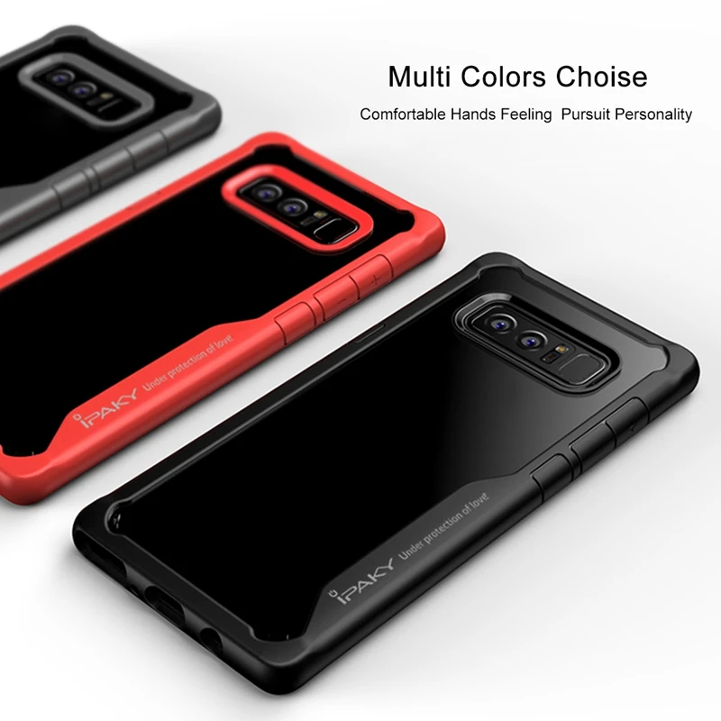 IPAKY For Samsung Note 8 Case Luxury Armor TPU + PC Bumper Soft Transparent Back Cover Original Anti Knock | Мобильные телефоны и