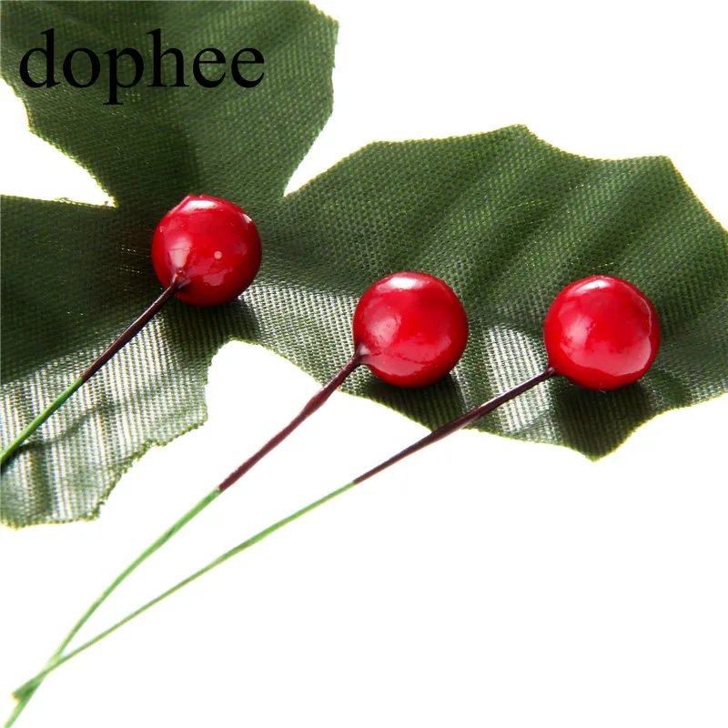 Dopee 50 шт. зеленый/Золотой Искусственный лист+ 50 шт. искусственные ягоды Холли для свадебной вечеринки украшения дома DIY Рождество