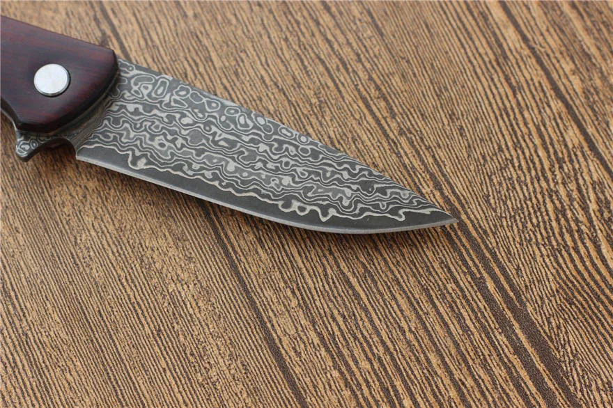 MK Дамасская сталь складной нож 58HRC Открытый самообороны походные охотничьи ножи