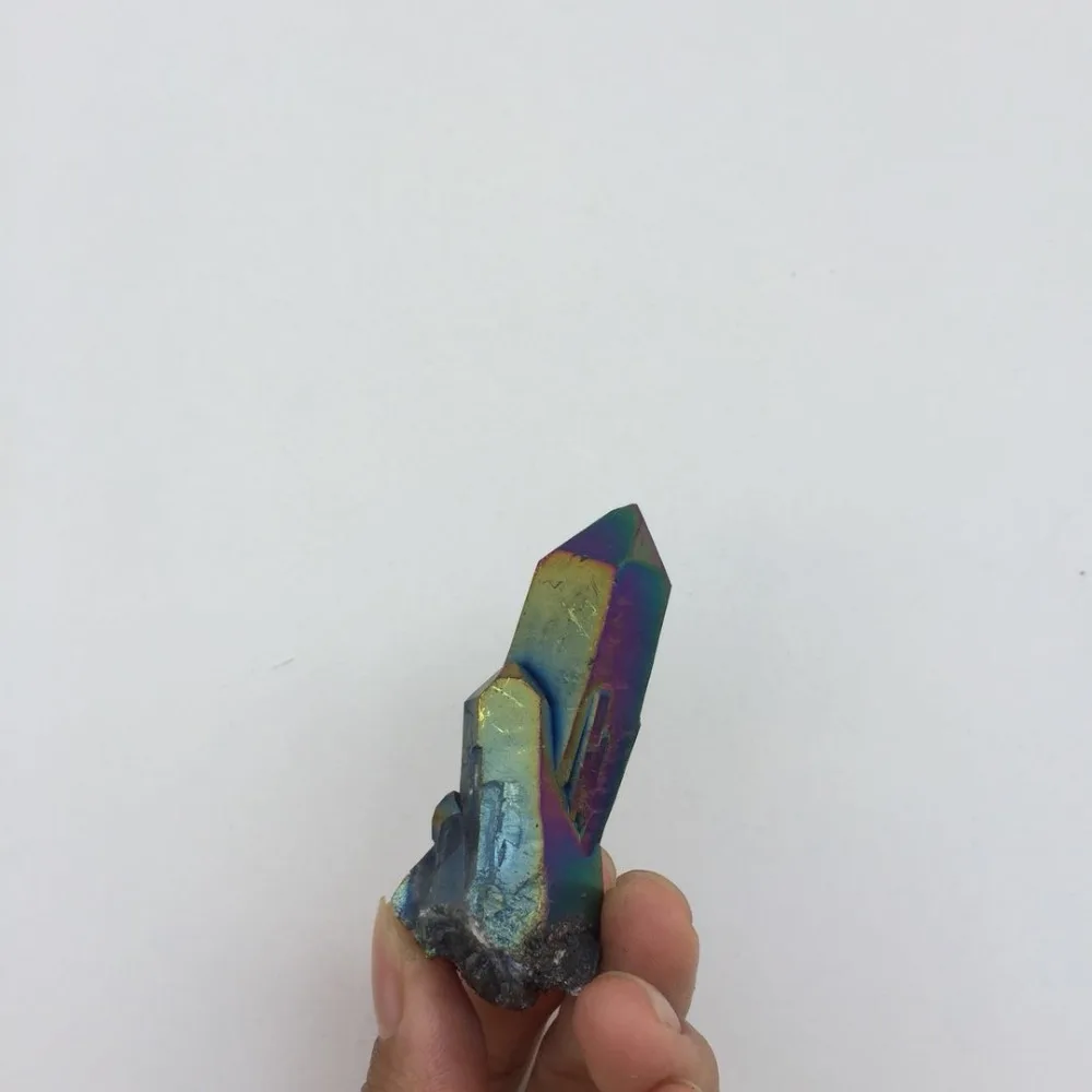 free shipping rainbow aura coated Crystal gemstone cluster meditation titanium electroplated crystal point flower gift | Дом и сад