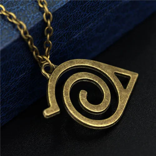 bronze Наруто Hokage Tsunade Uzumaki Ожерелье Акацуки красное облако кулон ожерелье Мужчины Мальчики Ювелирные изделия Аниме подарок - Окраска металла: bronze