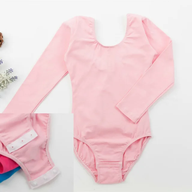 Pink Open Style ; Новинка; профессиональное балетное боди с длинным рукавом для девочек; Красивая Одежда для танцев; хлопковое гимнастическое трико для малышей - Цвет: Pink Open Style