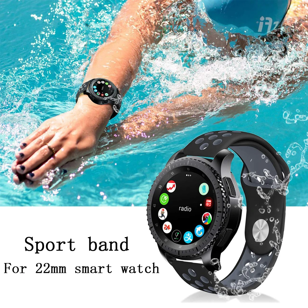 22 мм силиконовый спортивный ремешок для samsung galaxy watch 46 S3 frontier huami amazfit huawei 2 classic gt