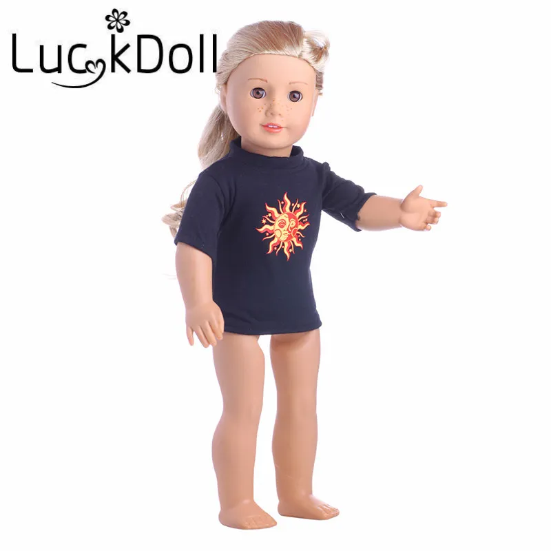 Однотонные футболки LUCKDOLL с принтом подходит для 18 дюймовых американских кукол 43