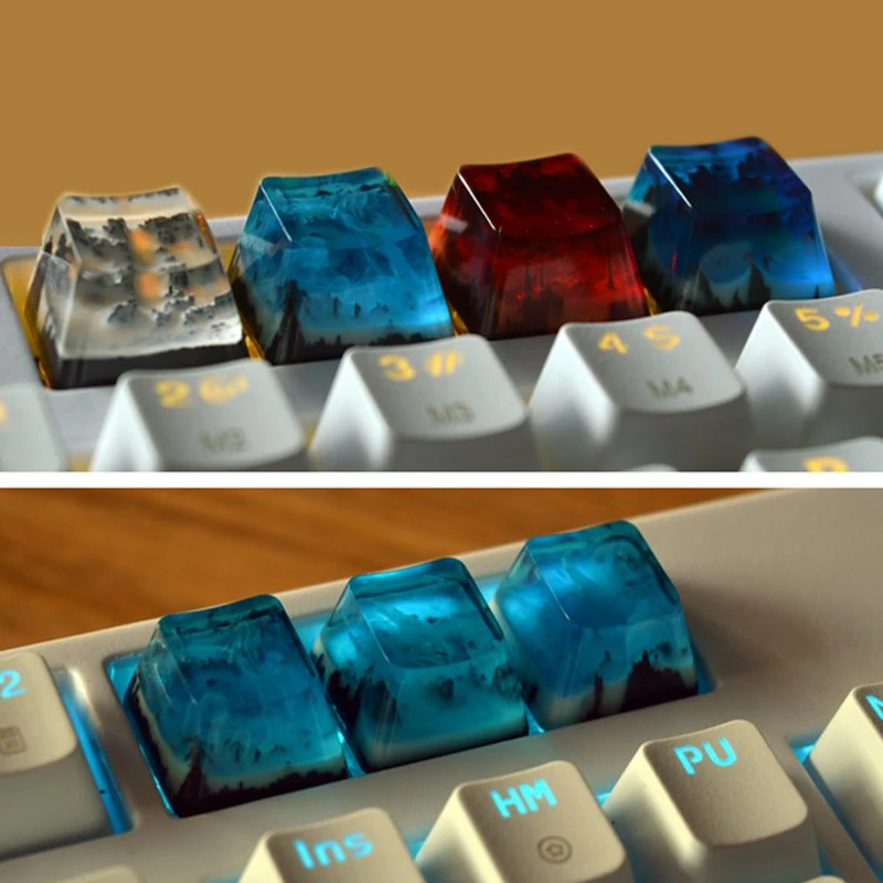 Механическая клавиатура Keycap несколько цветов ручной работы персонализированные пользовательские креативные печать и смолы Keyscap полупрозрачный