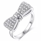 Женское модное серебряное обручальное кольцо с бантом из натурального хрусталя с цирконием для невесты и принцессы #267650