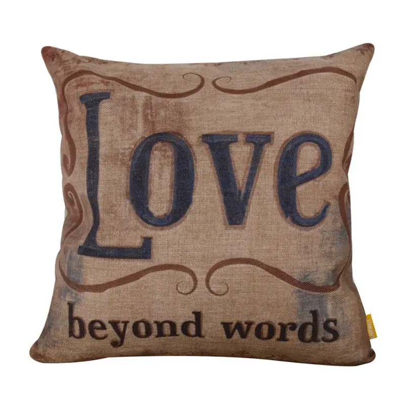 

Наволочка LINKWELL, 18х18 дюймов, ретро, античный, Love Beyond Words, мешковина, наволочка с монограммой, слова, буквы