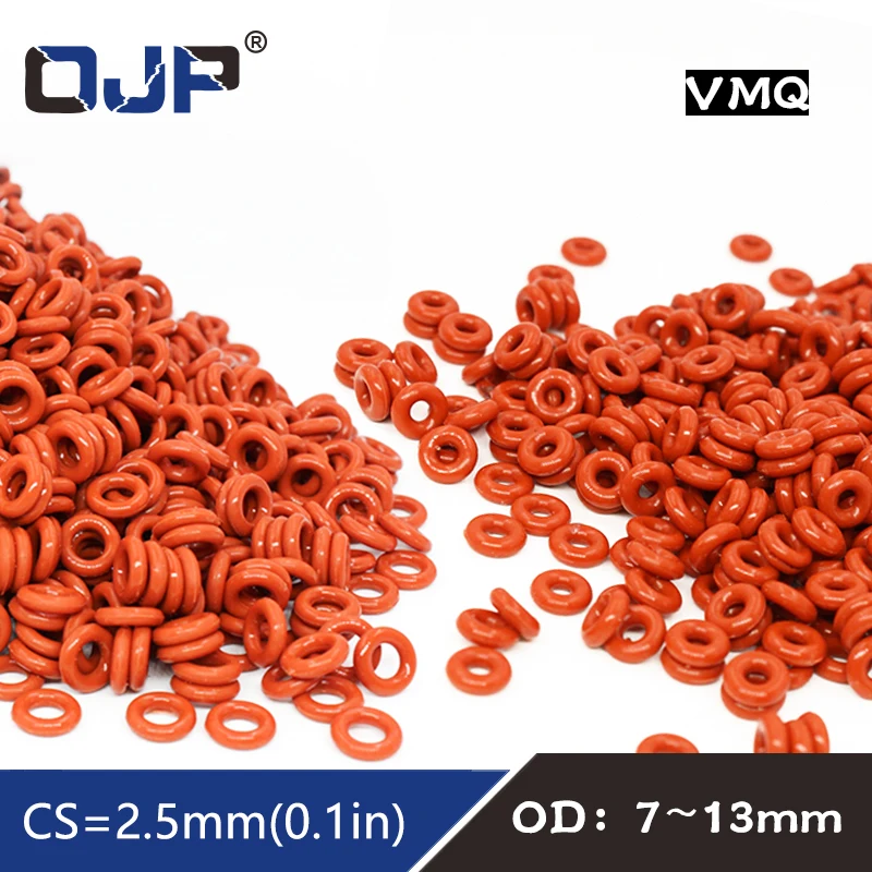 

10PCS/lot Red Silicon Ring Silicone/VMQ O ring OD7/8/9/10/11/12/13*2.5mm Thickness Rubber O-Ring Seal Gaskets ORings Washer