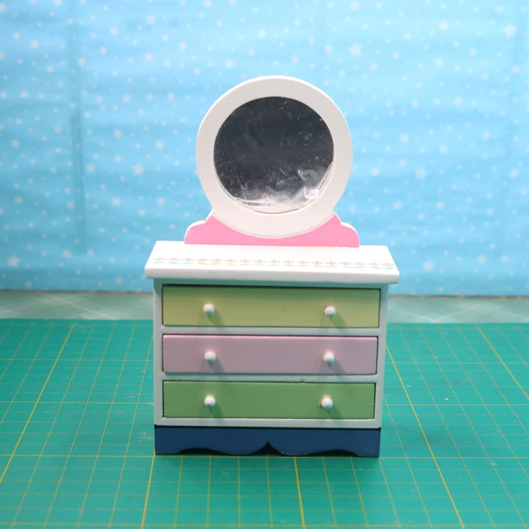 G07-X021 children baby gift Toy 1:12 Dollhouse mini Furniture Miniature rement Doll accessories Dressing table with mirror 1pcs | Игрушки и