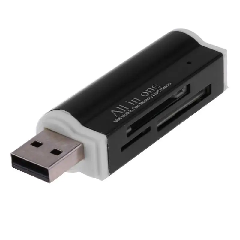 Черный 1 шт. USB2.0 4 в 1 Алюминиевый сплав мульти-считыватель карт памяти для SD/SDHC/Mini SD/MMC/TF карта многофункциональный считыватель карт памяти - Цвет: Черный