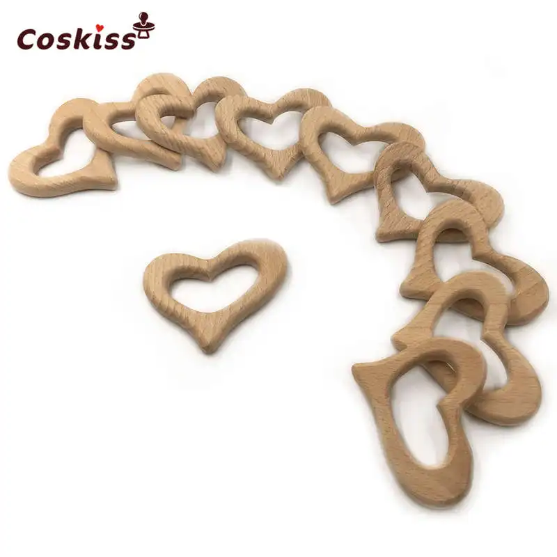 Mordedor de madera de haya suave para beb&eacute;, mordedores de madera Natural con dibujos de animales, accesorios de dentici&oacute;n de madera, juguetes masticables para beb&eacute;, 10 piezas-4