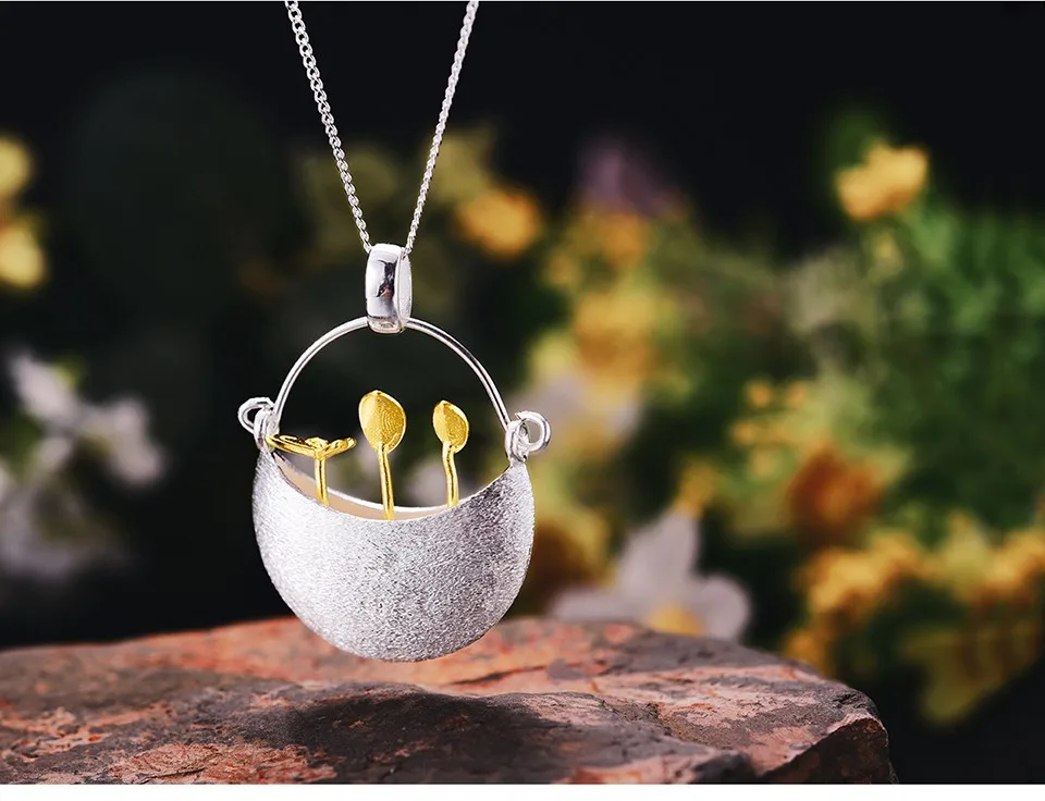 Lotus Fun Moment реальные 925 серебро ручной работы Модные украшения мой маленький сад Дизайн кулон без Цепочки и ожерелья для Для женщин