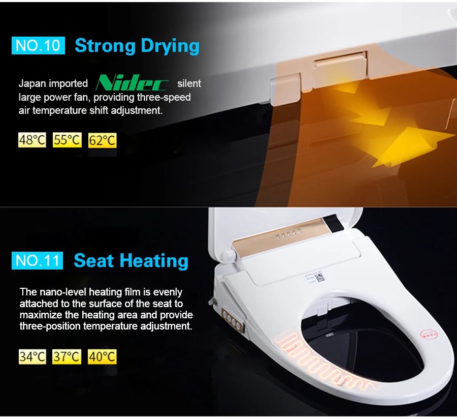 KOHEEL LCD 3 Color Intelligent Toilet Seat Elongated Electric Bidet Cover Smart Bidet Heating Smart Toilet Seat