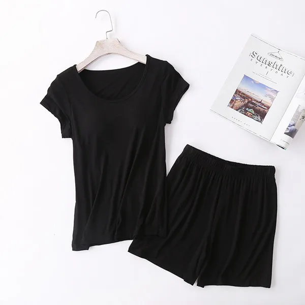 Летняя женская пижама из модала с коротким рукавом комплект 2 предметов домашняя