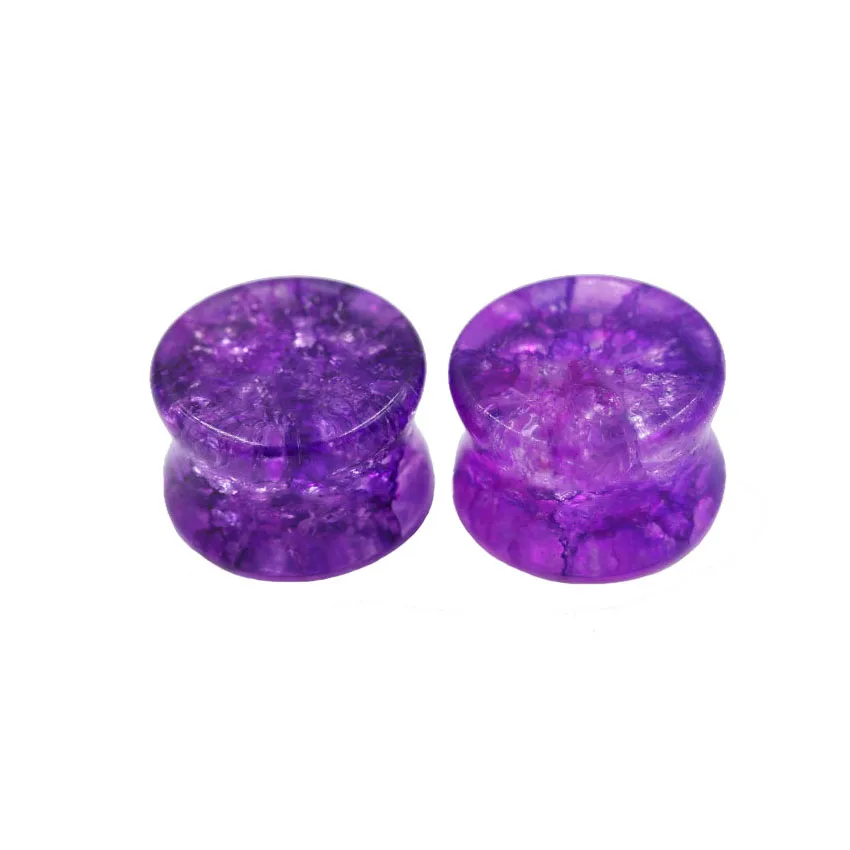 Фиолетовый прозрачный Стекло органического камня седло Flared Плоть Туннели Ухо