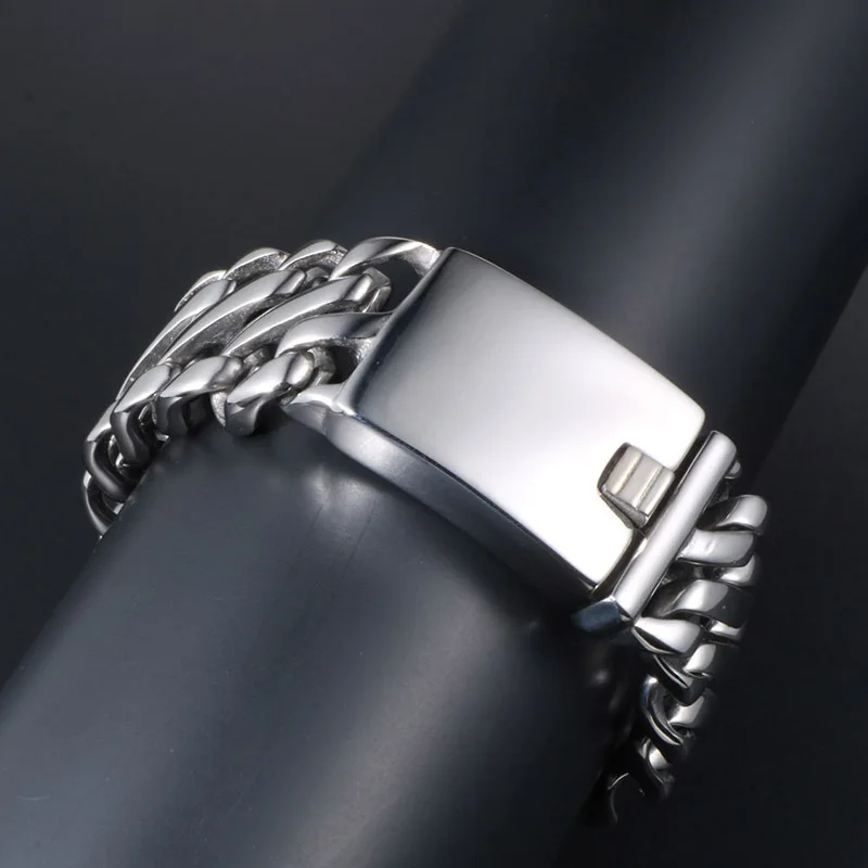 Тяжелый 25 мм супер ширина браслет в стиле панк рок из нержавеющей стали модный