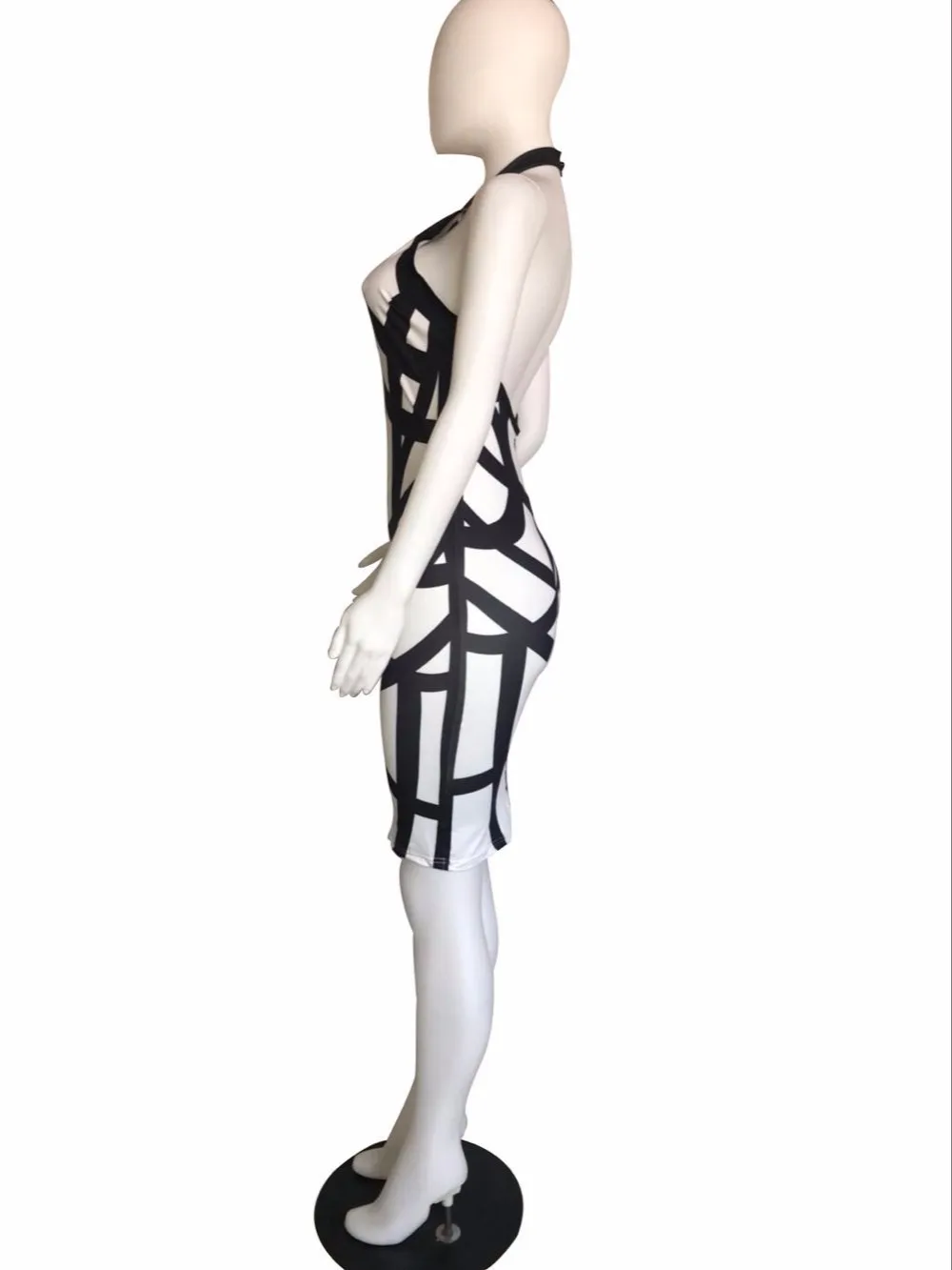 2018 Fashion Bandage Bodycon Patchwork Women Sexy Dress Halter Knee-length Ladies Backless Night Party Vestidos | Женская одежда