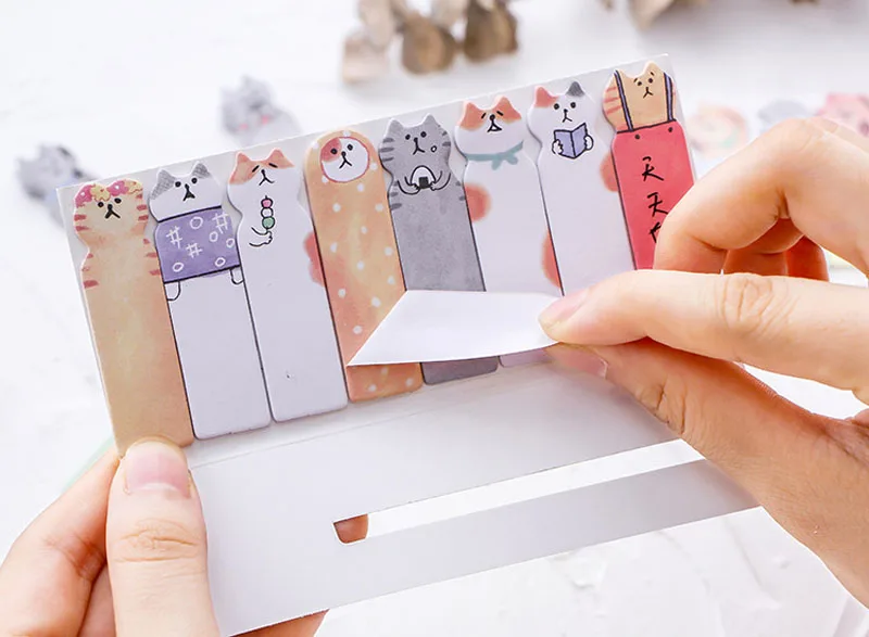 EZONE милый мультфильм липкие заметки напечатаны Kawaii Кот блокнот самоклеющиеся бумаги для планирования закладки школьный блокнот офисные принадлежности