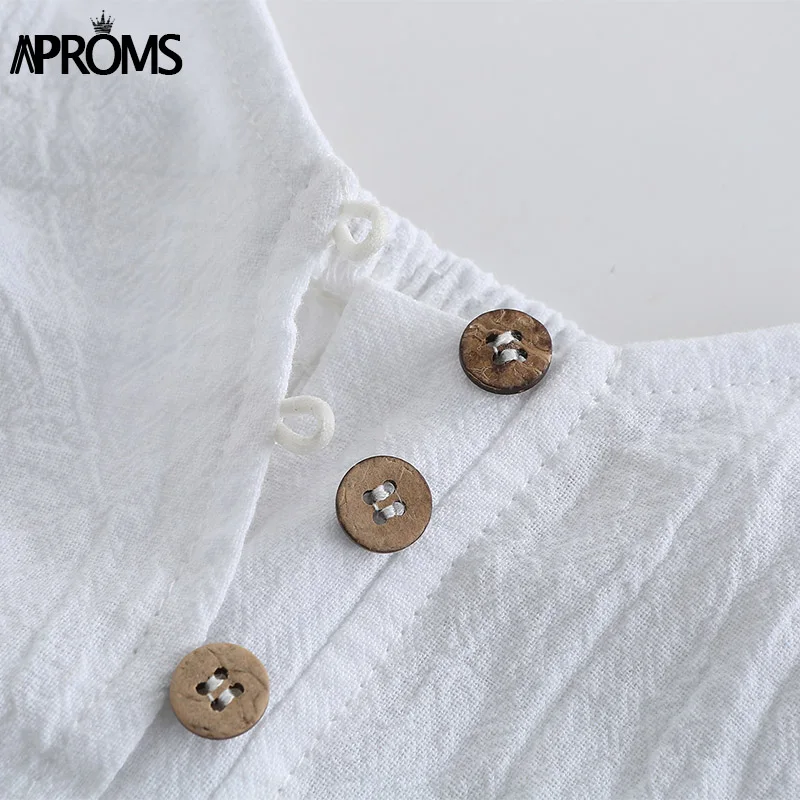 Aproms, элегантные, на пуговицах, укороченные топы, женские, летние, сексуальные, v-образный вырез, открытая спина, хлопок, уличная одежда кроп-топ, белый, бюстье, Cami