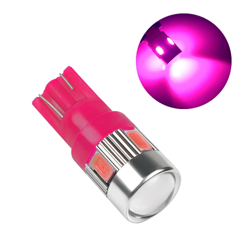 Розовый 4 шт. T10 w5w 5630 6SMD авто Интерьер светильник с can-bus на танкетке светильник боковые лампочки для хвоста автомобиля светильник парковка купол двери светильник DC12V - Испускаемый цвет: Розовый