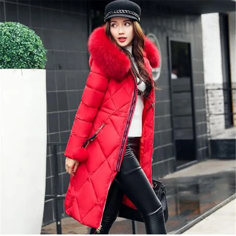 Женские зимние куртки и пальто 2018 повседневные с длинным рукавом большой меховой