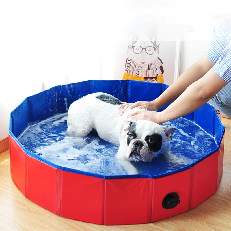 

Durable Bath Tub Portable Folding Dog Bathtub Bathroom Accessories Wooden Bottom Swimming Bath Pond For Dog Pool Pet Bath Tub
