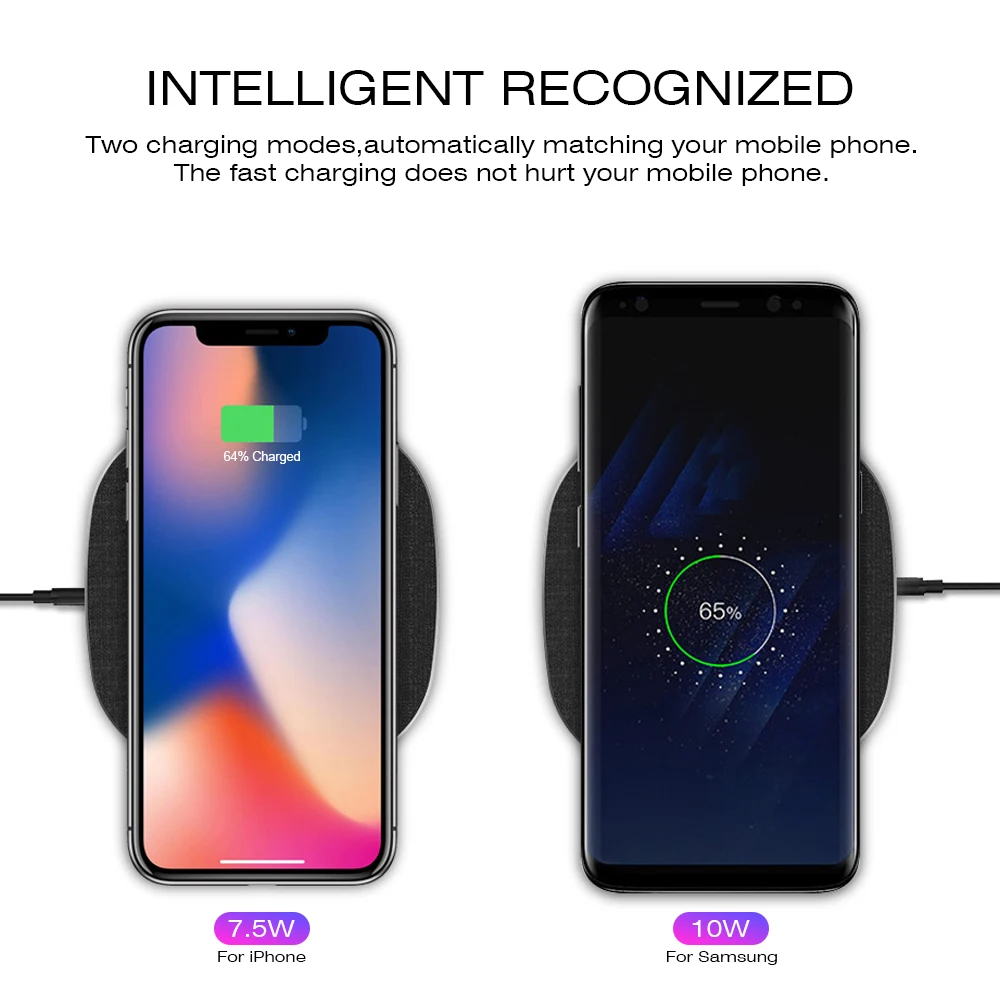Ascromy 10 Вт Qi Беспроводное быстрое зарядное устройство для iPhone XS MAX XR X 8 Plus Зарядка