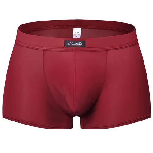 Wine Red Мужское нижнее белье боксеры мужские боксеры сексуальное мужское нижнее белье шелковые трусы мужские шорты, боксеры мужские трусы боксеры шорты - Цвет: Wine Red