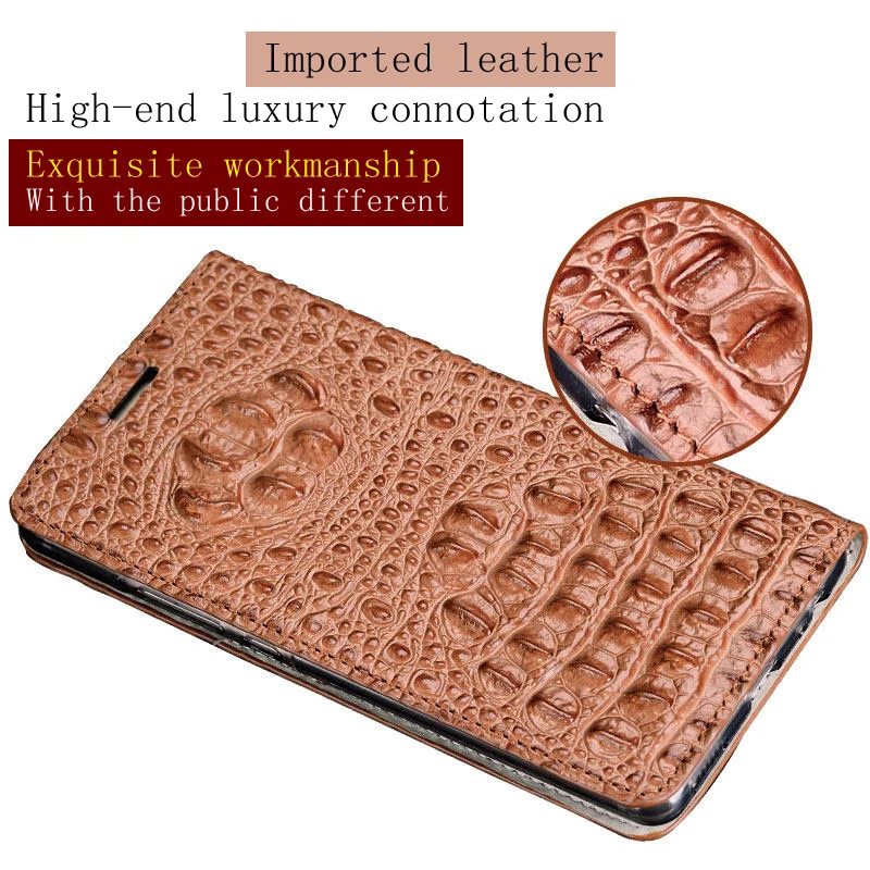 

Brand crocodile back pattern phone case For Huawei P20 lite Genuine leather phone case flip Magnetic buckle phone case