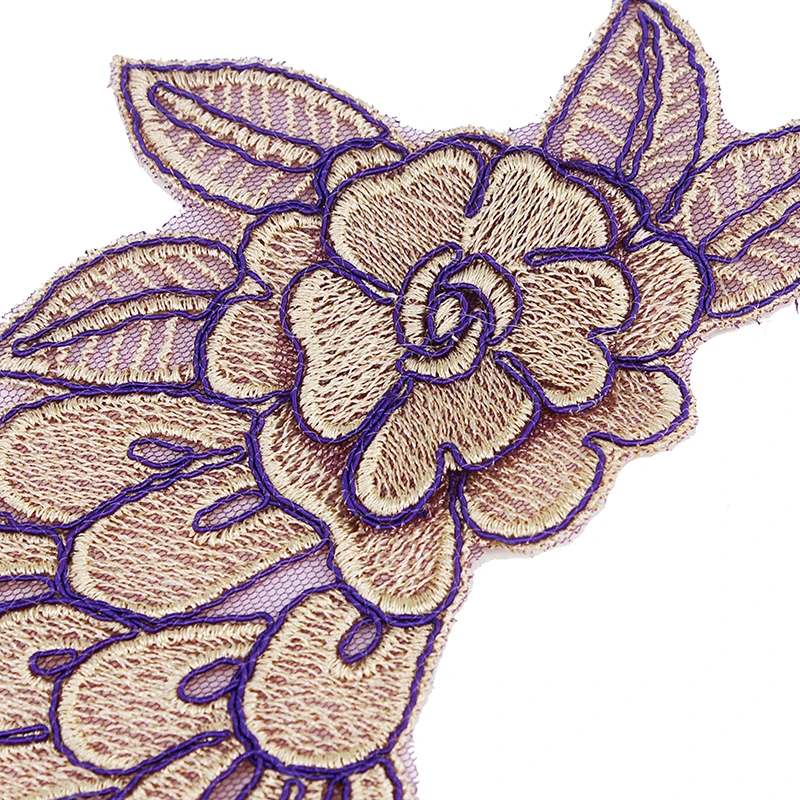 5 пар зеркальные 3D фиолетовые тканевые патчи с вышивкой и кружевом кружевные