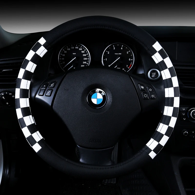 Чехол рулевого колеса автомобиля искусственная кожа серый/черный/Beiga/оранжевый