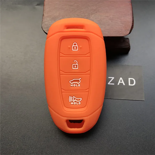 ZAD 4 кнопки силиконовый резиновый чехол для ключей автомобиля для hyundai GRANDEUR IG Azera чехол для ключей - Название цвета: Оранжевый