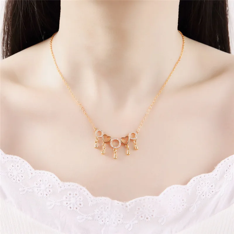 LUKENI Shinee Crystal Heart Ladies Pendant Necklace Jewelry Fashion Girls Chain Gold For Women Party Accessories Female | Украшения и