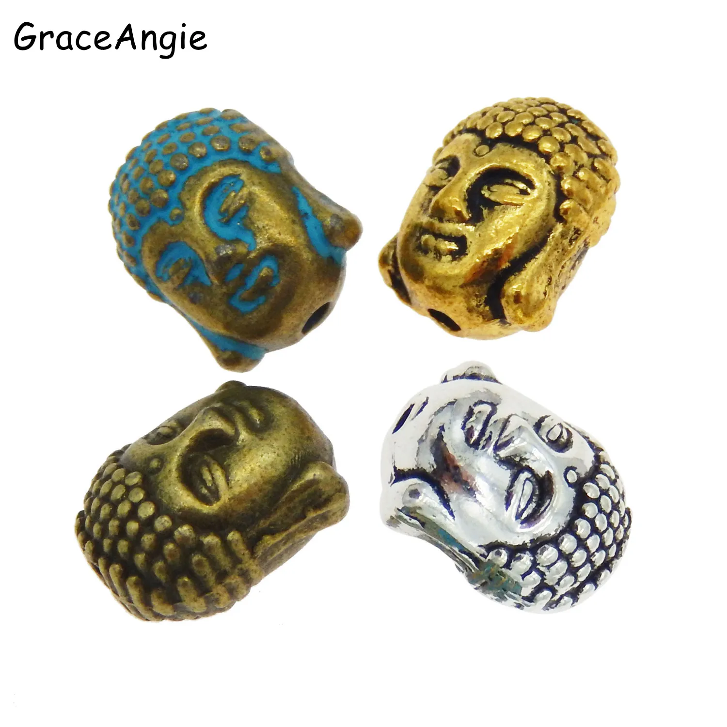 GraceAngie 2 20 шт в форме головы Будды Бусины 10 мм браслет бусины вставки из сплава
