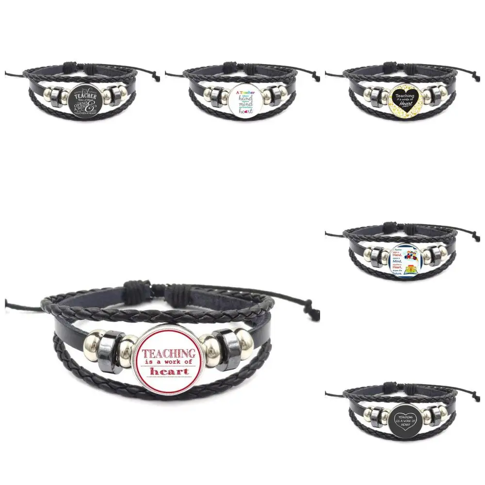 Черный кожаный браслет с сердечком детский ручной работы бусинами 2018|Браслеты