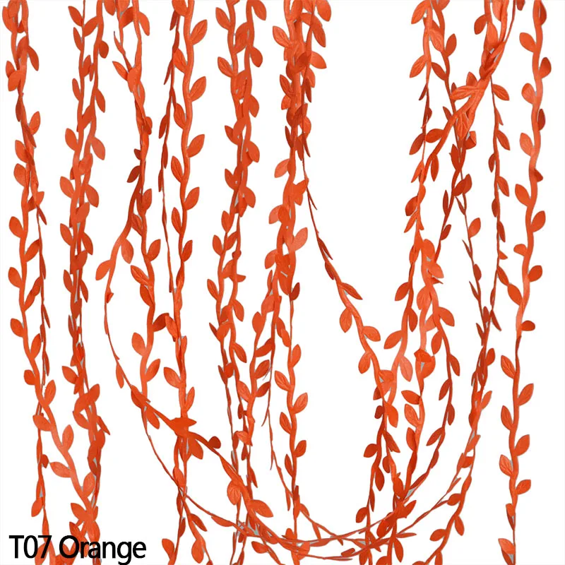 T07 Orange 10/20 метров зеленые листья из ротанга шелковые листья искусственные DIY ВЕНОК Гирлянда Свадебные украшения подарок Скрапбукинг Ремесло поддельные цветы - Цвет: T07 Orange