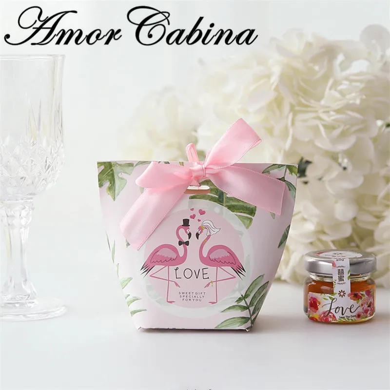

30pcs Creative fresh forest series flamingo wedding like candy box sachet party gift box paper candy bag chocolate box