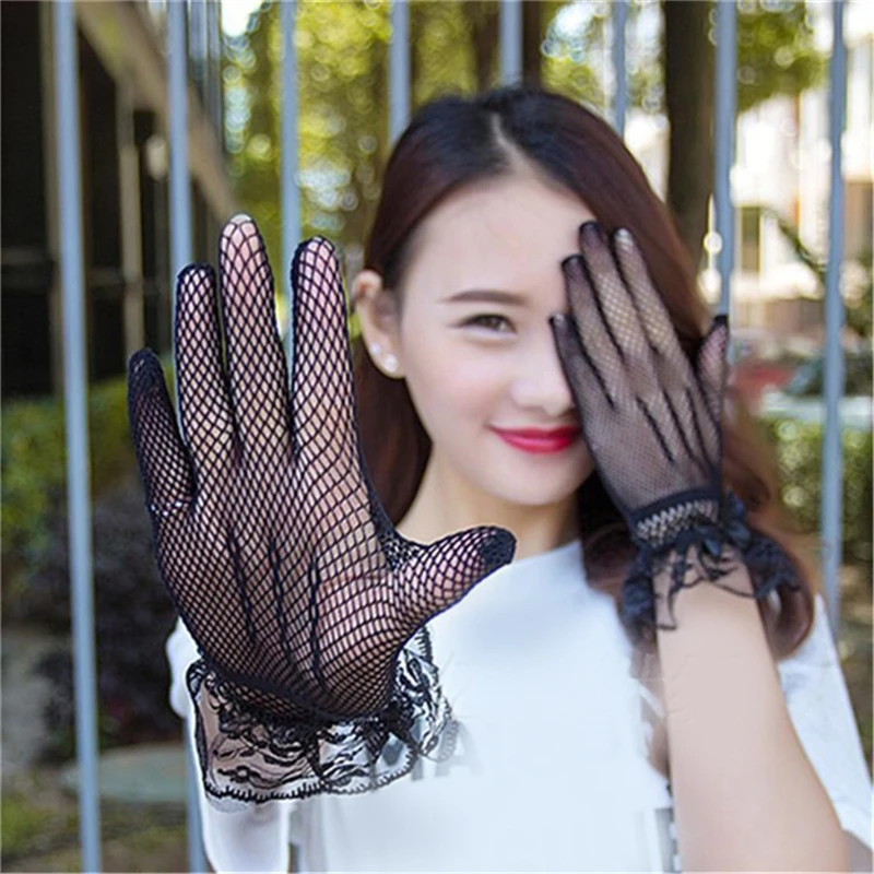 Разделение носком кружево женщина летние перчатки УФ руку комплект