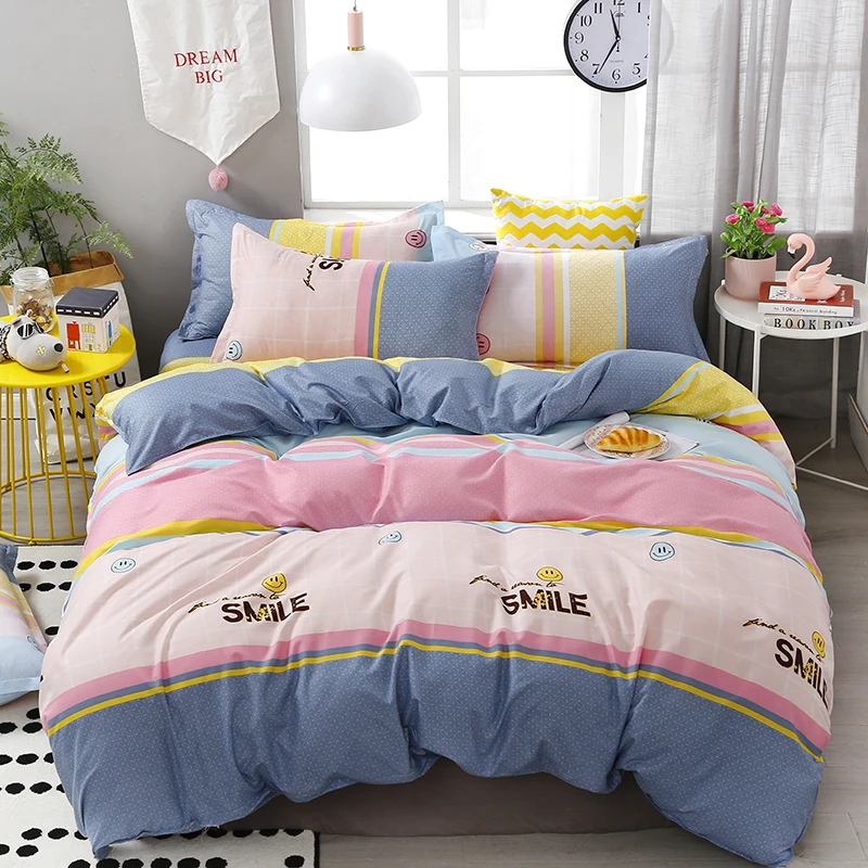 4 шт./компл. удобный комплект постельного белья с мультяшным принтом в розовом