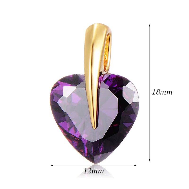Романтический Позолоченный Сердце Аметист Кристалл Женщины Подвеска Долго