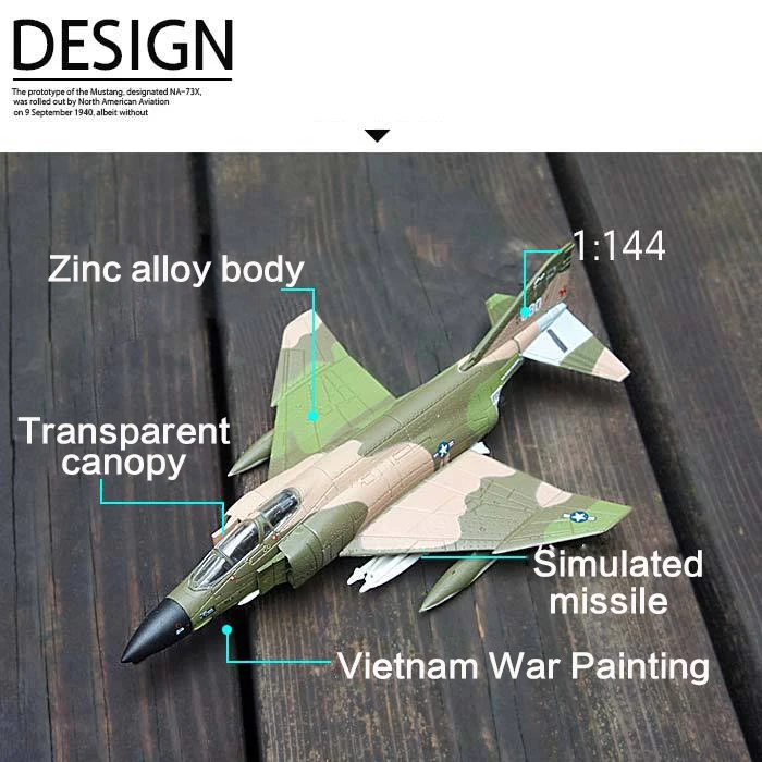 Prenoy военный сплав модель самолета истребитель F4C США Перевозчик F4 Phantom II Классическая Армейская флайтер литья под давлением Масштаб Модель игрушки 1:144
