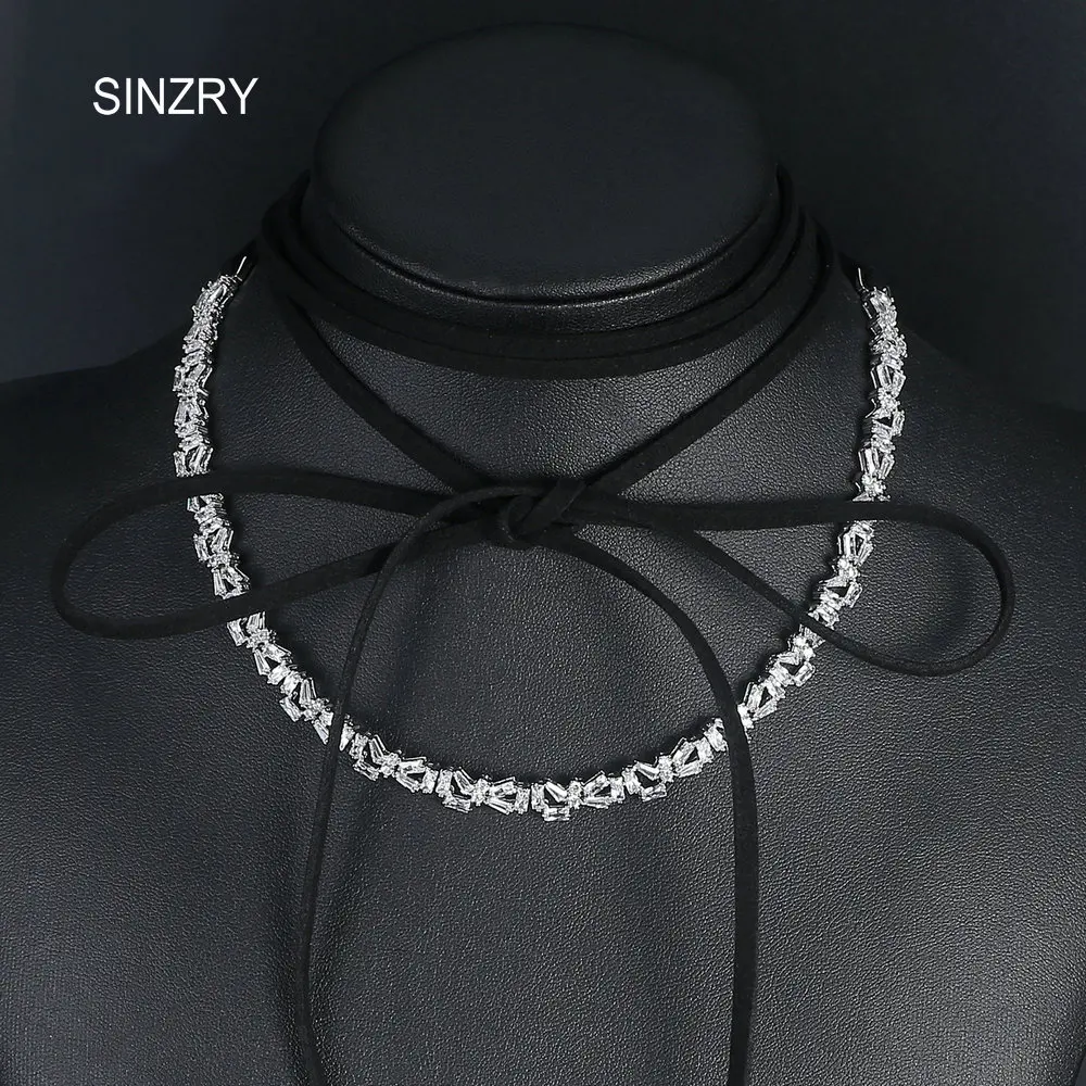 

SINZRY elegant party jewelry accessory irregular cubic zircon necklace band long rope brilliant chokers necklaces state jewelry