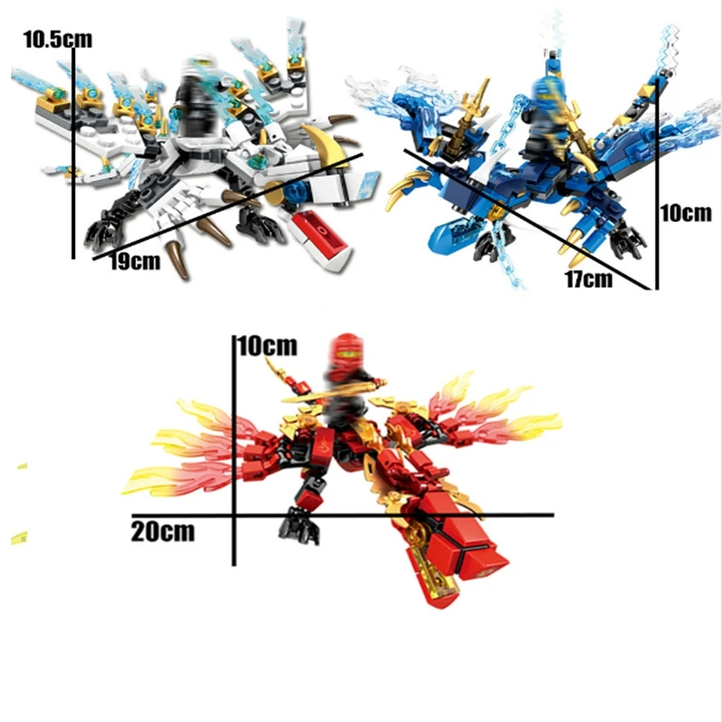 2019 креативный 3 шт./компл. персонажи ниндзя Дракон рыцарь строительные блоки