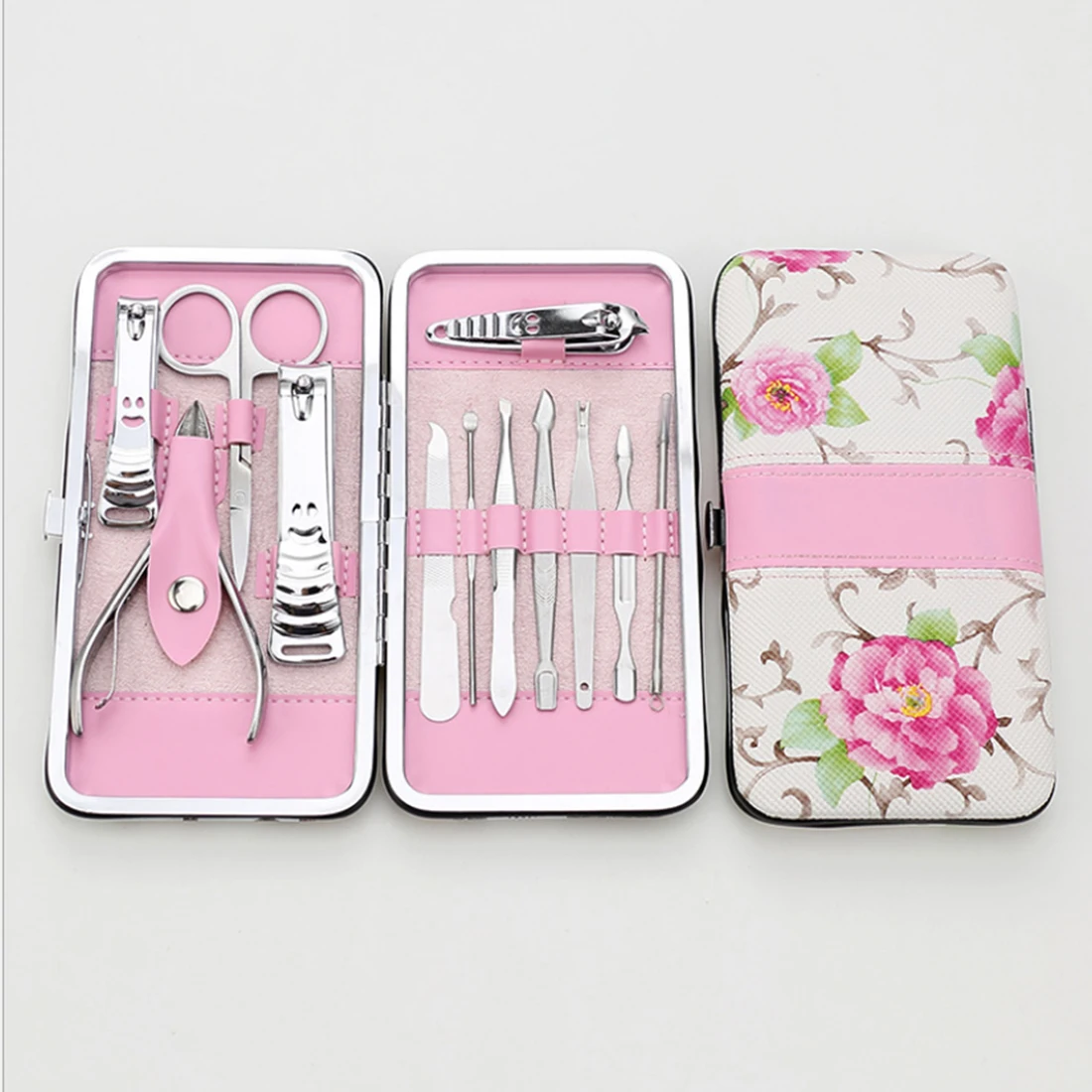

Hot 12pcs Manicure Set Pedicure Scissor + Cuticle Knife + Ear Pick + Nail Clipper Kit Stainless Steel Nail Care Tool Sets